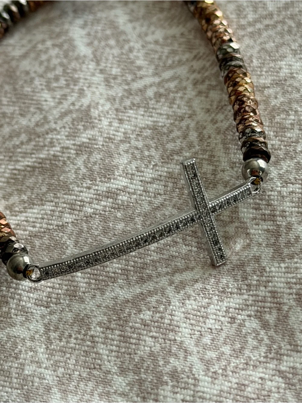 Multi-Colored Beaded Cross Stretch Bracelet